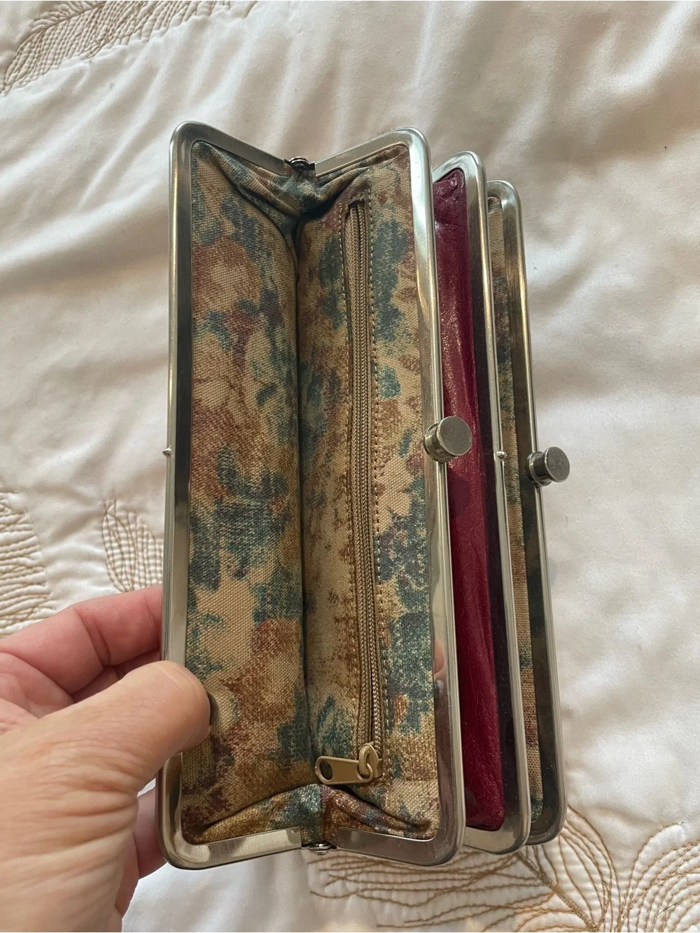 HOBO Burgundy Leather Frame Clasp Wallet